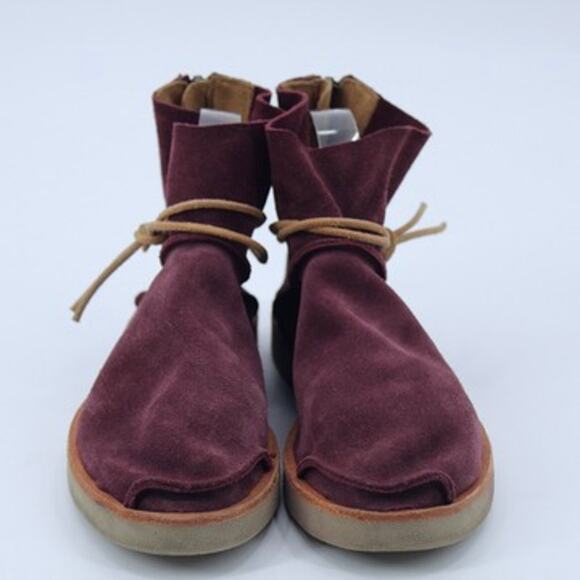 Satorisan Silverlake Suede Ankle Booties Tie Moccasins Purple Size 38 US 7.5 - Picture 2 of 9